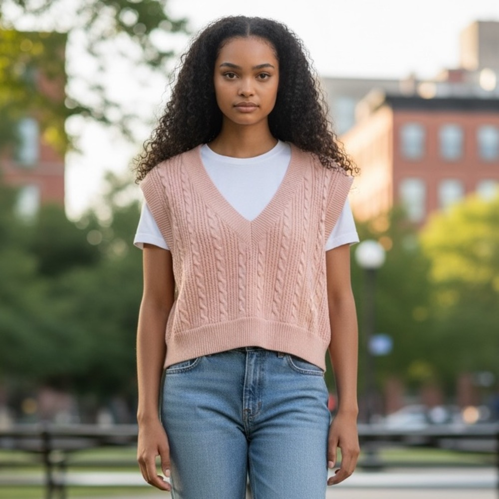 Lovers + Friends Pale Pink Classic Style Sweater Vest